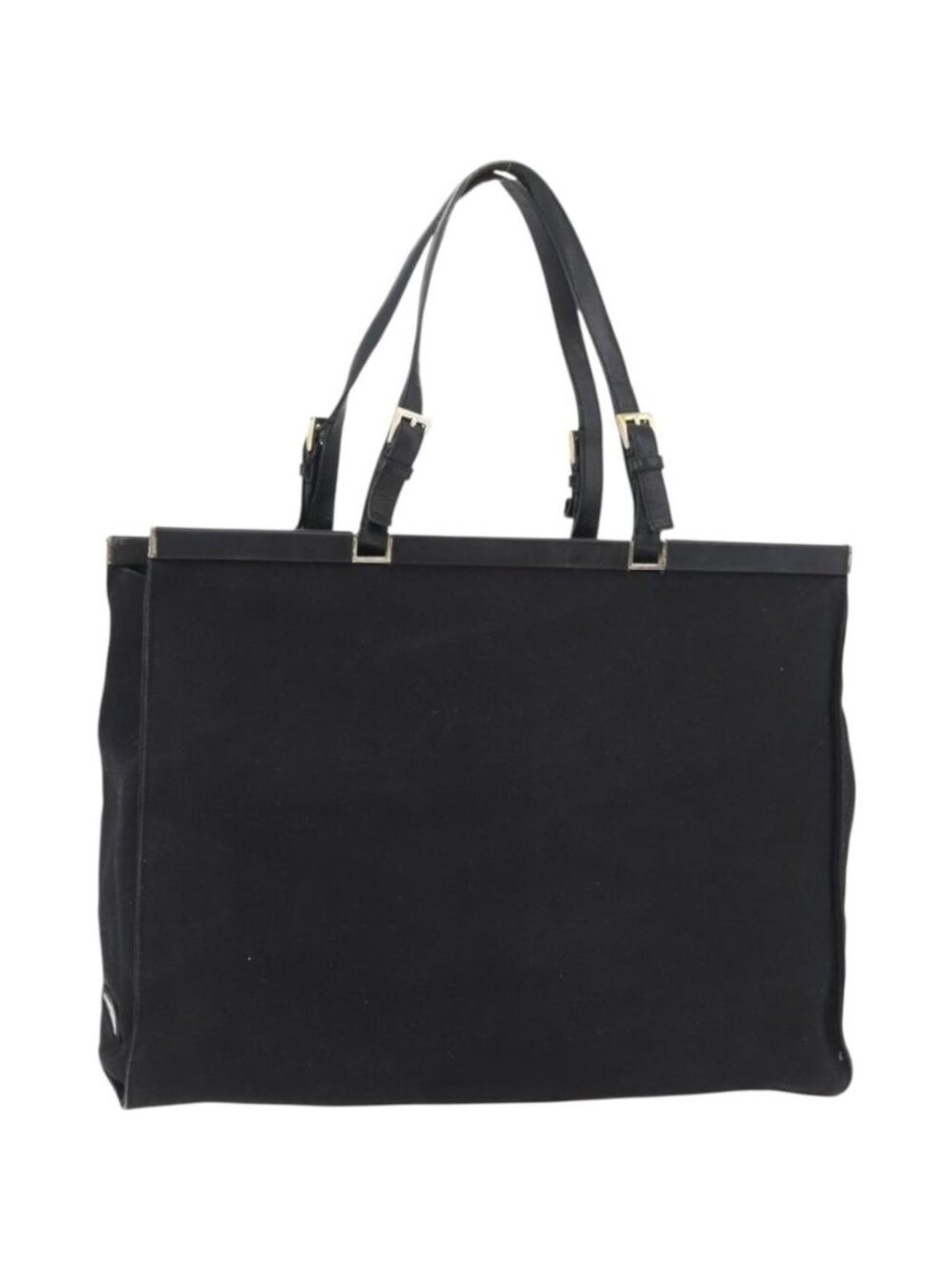 PRADA Tote Bag Canvas Black Gold